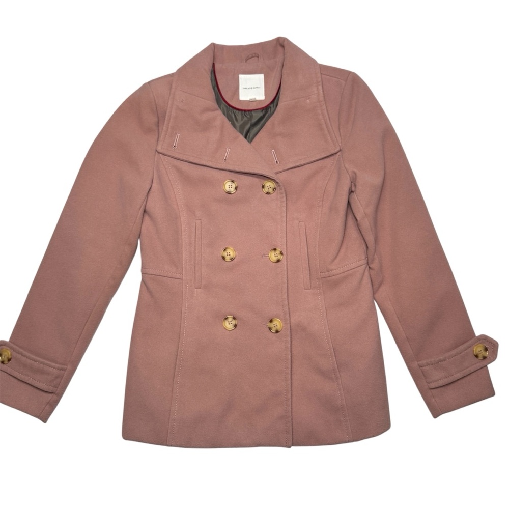 Thread and Supply Blush Pink Double Breasted Lined Button Pea Coat Women’s Med